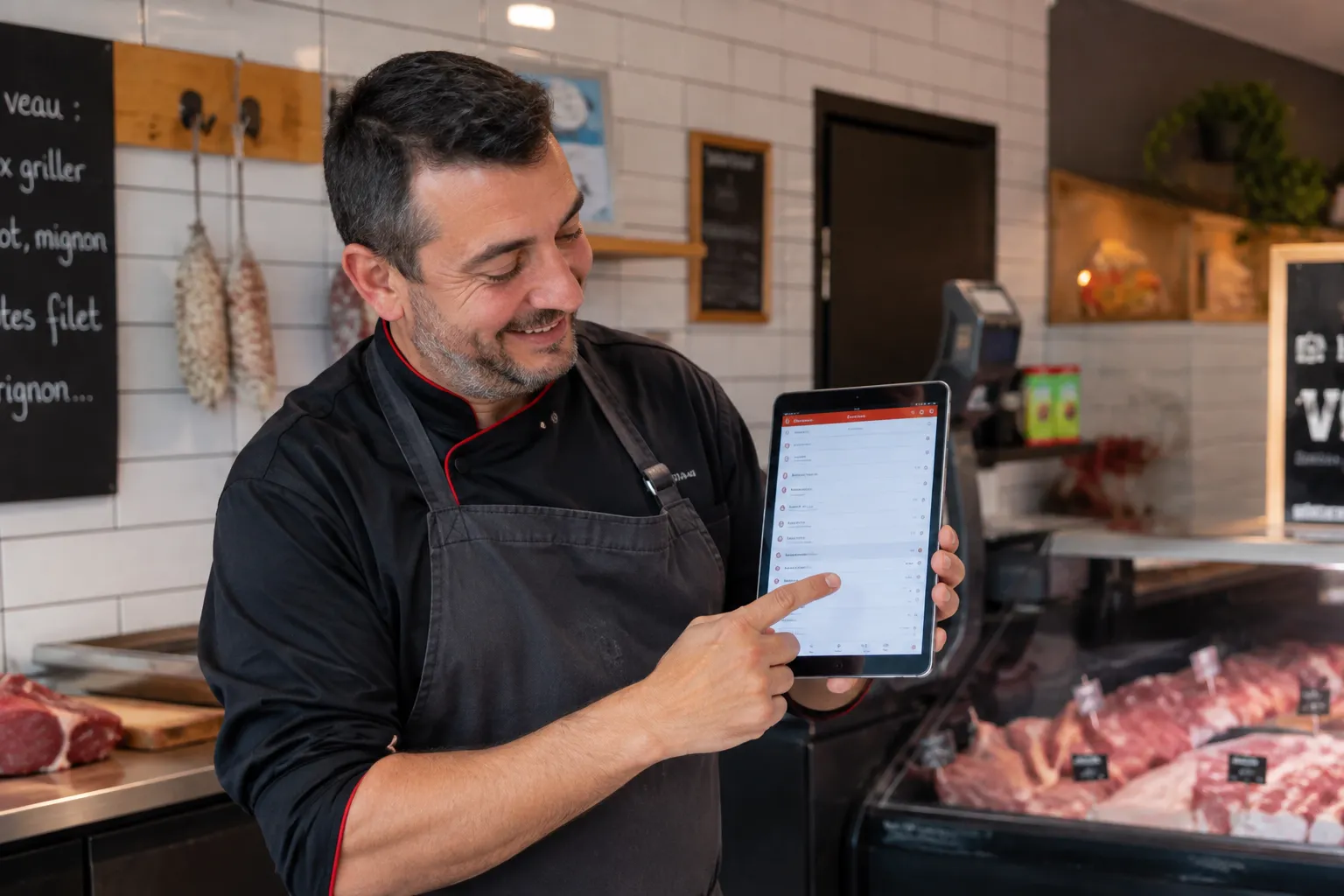 Boucher utilisant LABELiO pour gérer la traçabilité HACCP de sa boucherie
